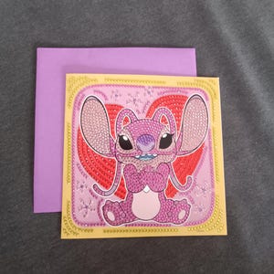 Carte en diamond painting avec enveloppe Disney « Lilo et Stitch : Angel »
