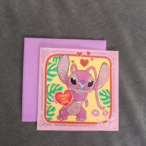 Cartão com pintura diamante "Lilo e Stitch: Anjo" da Disney com envelope