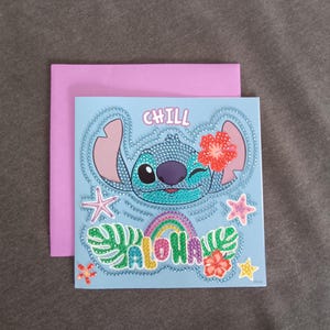 Carte en diamond painting avec enveloppe Disney « Lilo et Stitch : Stitch  »