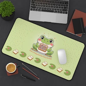 Cute Frog Desk Mat Kawaii Gaming Mouse Pad Whimsical Office Home Desk Decor Gift for Nature Lovers Pastel Desk Pad for Work or Study