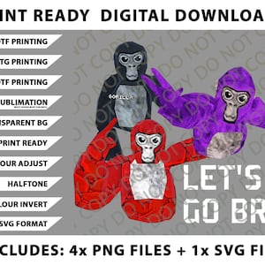 Coole Gorilla Tag-spullen voor kinderen VR Gamer Monke Tee Teens Png-bundel, SVG-bestanden, digitale downloads