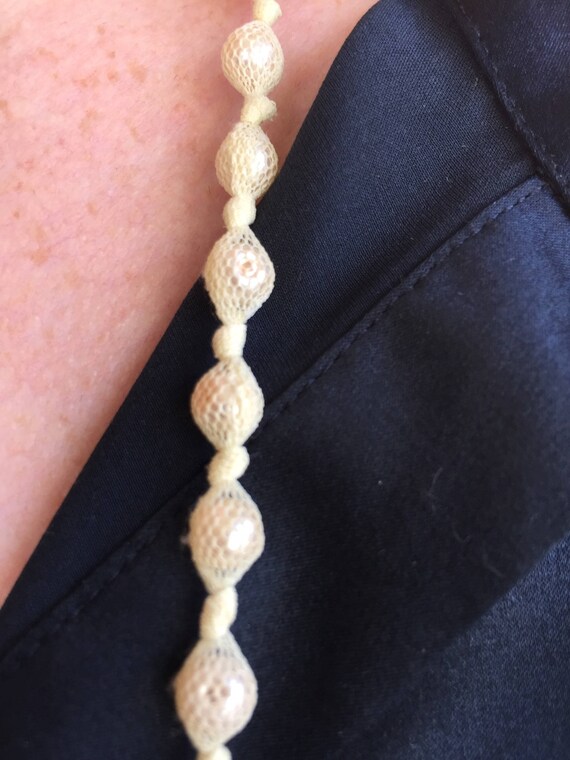 Real Pearl & Antique Fishnet Long Handcrafted Neck