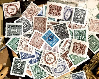 Set di adesivi vintage con francobolli a tema farfalle per diario/junk journal (35 fogli)