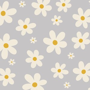 70s Style Grey Daisy Wallpaper