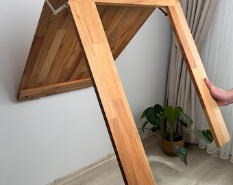 Wandmontierter Murphy Schreibtisch | An der Wand befestigter faltender Naturholz-Schreibtisch | Wand Kunst Schreibtisch aus Holz | Platzsparender Schreibtisch aus Buchenholz