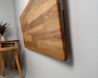 Natural Wood Folding Wall Table – Handmade | Space Saving Murphy Table, Small Space Solution Study Table, Wall Mounted Kitchen Table