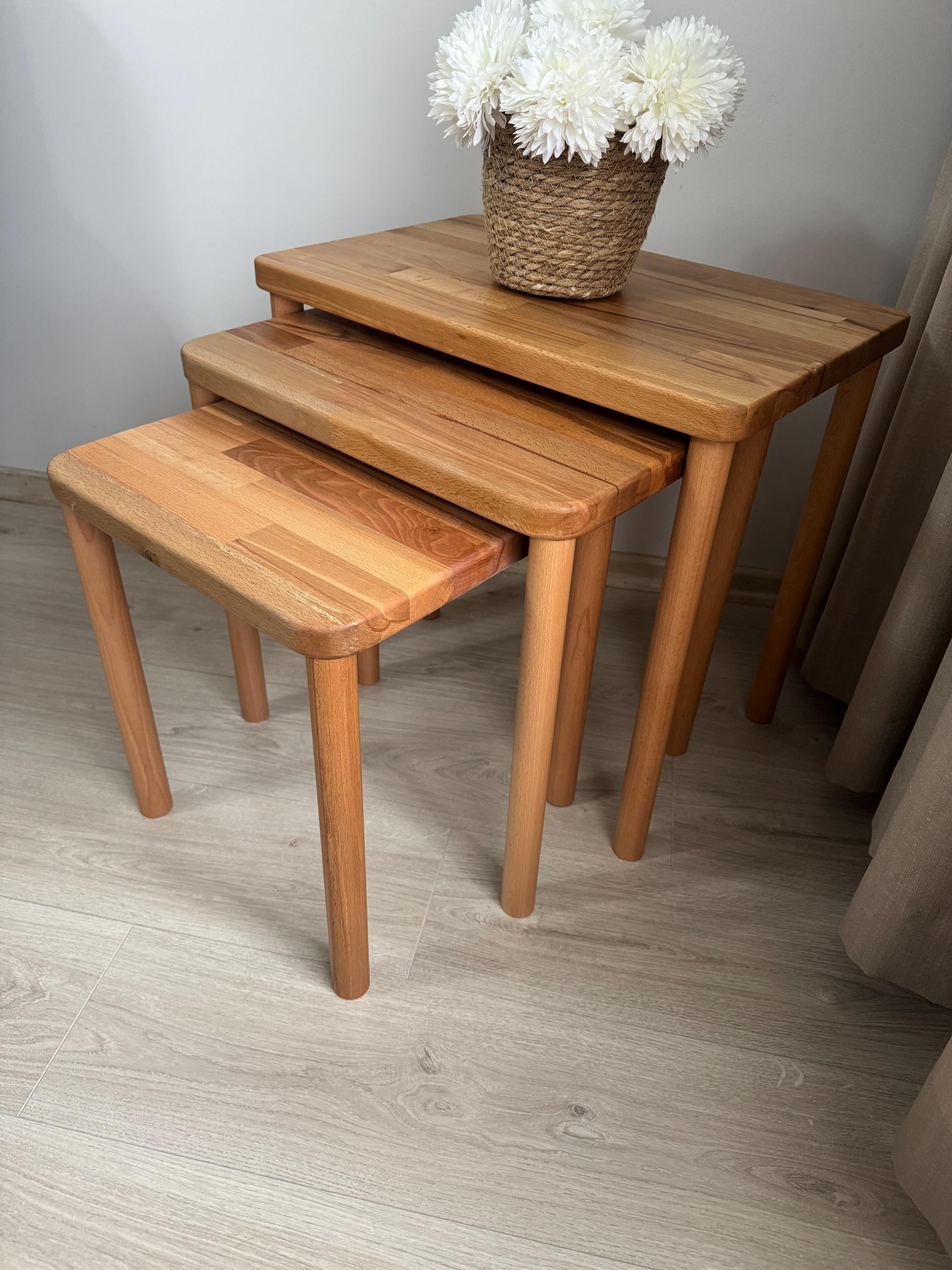 オランダ製 木製ネストテーブル 3段セット ダークブラウン Ercol