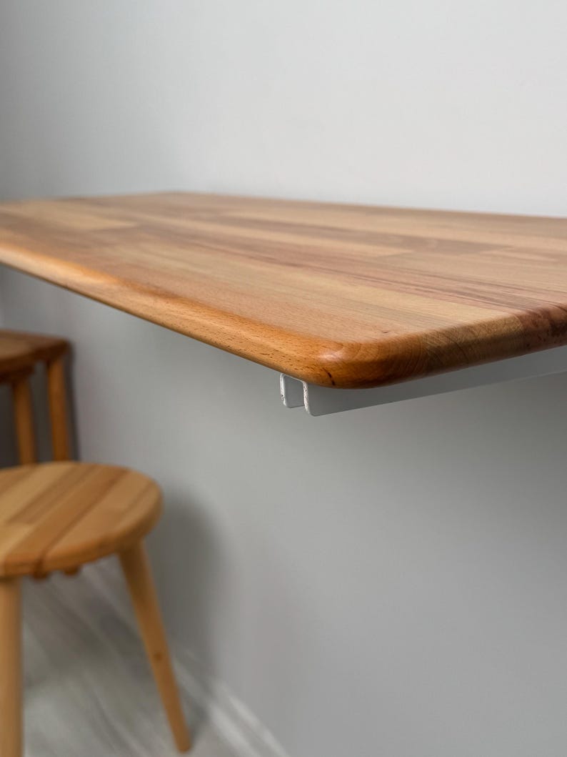 Wall Mounted Folding Table – Solid Wood Drop Leaf Table | Space Saving Desk for Kitchen, Balcony, Home Office, Murphy Desk image 16