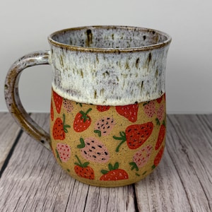Stoneware Strawberry Mug - Etsy