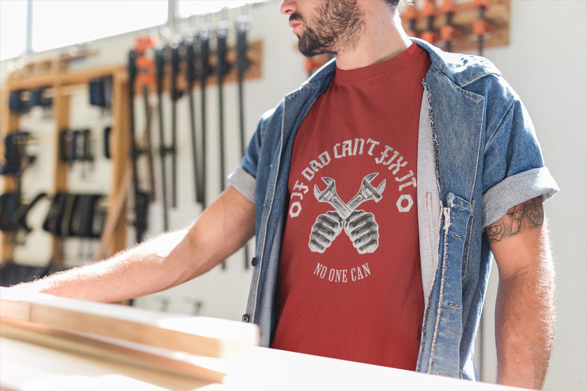 T-shirt Divertente "If Dad Can't Fix It No One Can" - Fruit Of The Loom Uomo