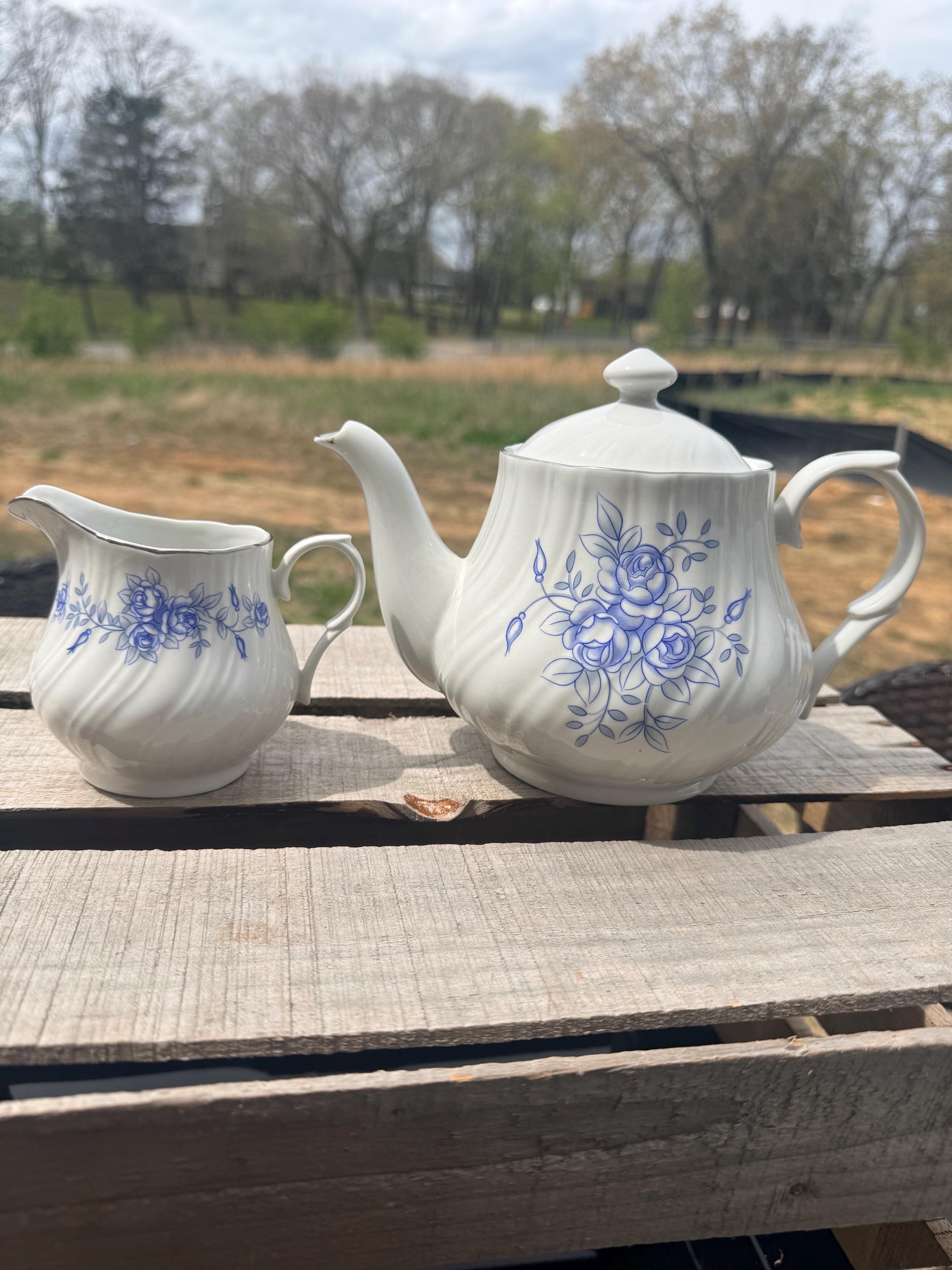 Noritake Blue Teapot - Etsy
