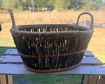 Vintage Oval Wicker and Twig Basket