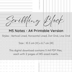 M5 Notes Printable Inserts (A4 PDF)