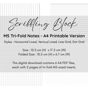 M5 Tri-Fold Notes Printable Inserts (A4 PDF) | 3 Page Fold Out