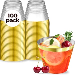 Plastikbecher - 100er-Pack - 9-Unzen-Klarbecher - Harte, Einweg-Hochleistungs-Partybecher - Kunststoff-Wein- und Cocktailgläser