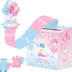 Gra z ujawnianiem płci dziecka z polem do głosowania, gry z ujawnianiem płci, zabawna pamiątka z baby shower, 50 kart do głosowania dla chłopca lub dziewczynki