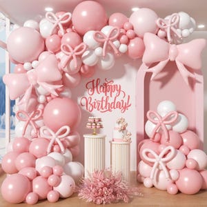 Kit arco ghirlanda di palloncini con fiocco rosa - Decorazioni di compleanno Coquette Kit arco di palloncini con fiocco rosa e bianco Coquette Diversi