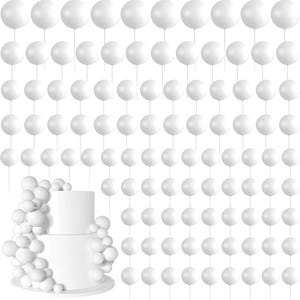 138 bolas blancas para decoración de tartas, globos y cupcakes, de espuma multitamaño, para cumpleaños, bodas y aniversarios.
