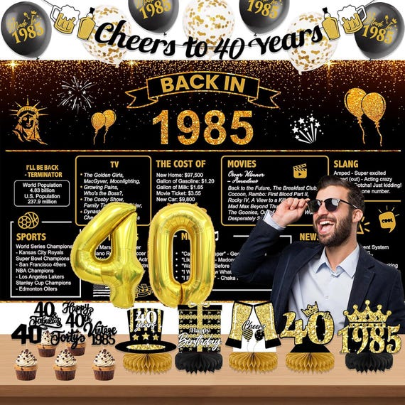Decorações de 40º aniversário para homens, decorações de