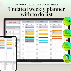 Weekly Study Planner Template Google Sheets | Student Weekly Schedule | Homework & Class Planner | Editable Digital Download