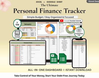 Monthly Budget Planner Spreadsheet | Income I Expense Tracker for Google Sheets & Excel Personal Finance I  Savings Template