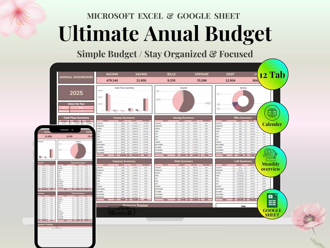 Ultimate Annual Budget Template for Google Sheets and Microsoft Excel ...