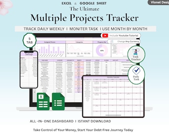 Multiple Projects Tracker - multi projects - projects tracker - multi phase project - project task tracker - project time tracker
