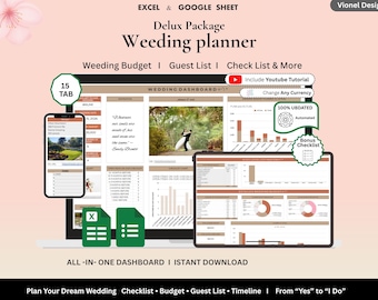 Wedding Planner Template Wedding Gift for Bride Wedding Tracker Spreadsheet Checklist Wedding Timeline Wedding Gift for Couple Guest List
