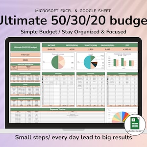 50 30 20 Budget Spreadsheet Excel and Google Sheets Monthly Budget Planner Finance Tracker 70 20 10 Budget Template Weekly Savings Tracker
