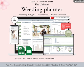 Wedding Planner Template Wedding Tracker Spreadsheet Wedding Gift for Bride Wedding Checklist Wedding Timeline Guest List Wedding Itinerary