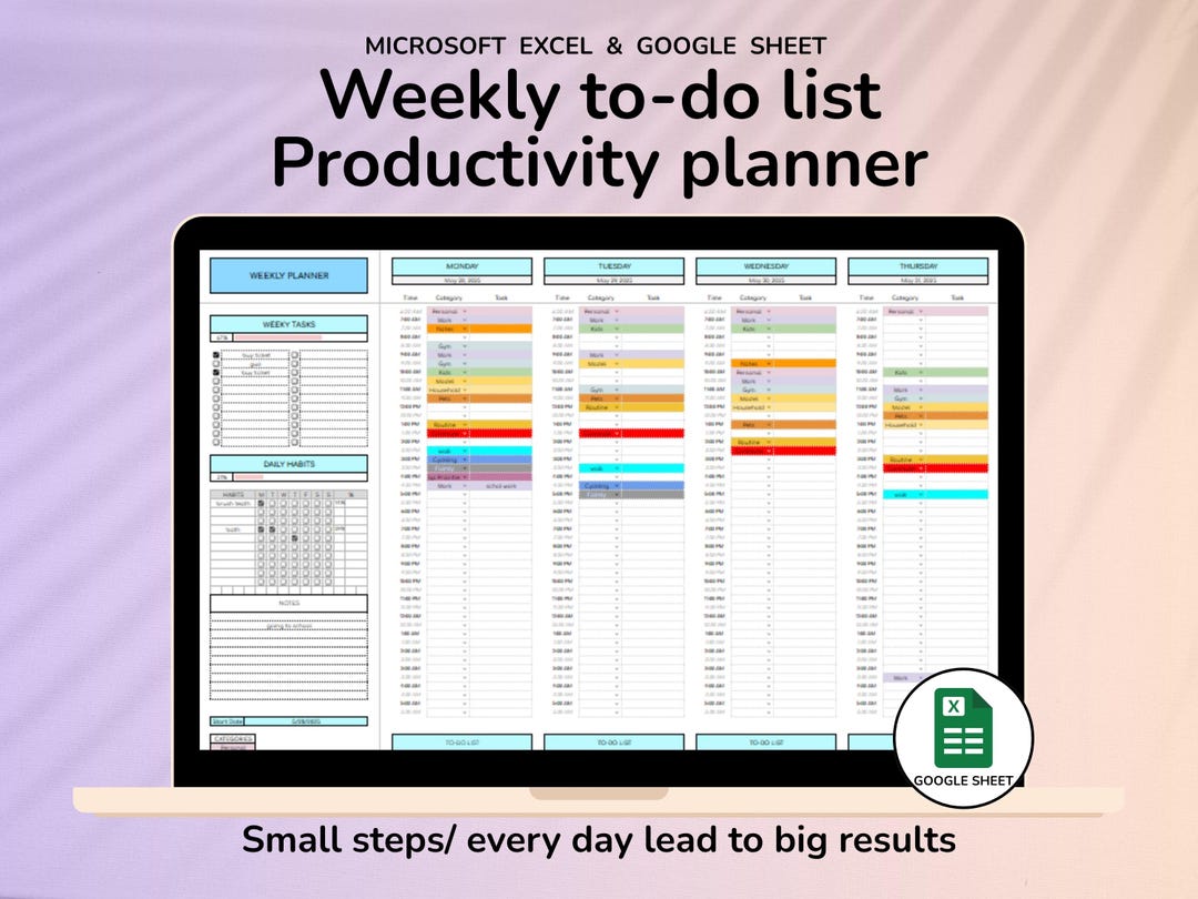 Weekly To-do List Planner | Productivity Tracker, Goal Organizer & Task ...