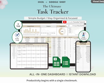 2026 Ultimate Task Tracker Google Sheets Template | Daily & Weekly Productivity Planner Spreadsheet | Editable Digital Download
