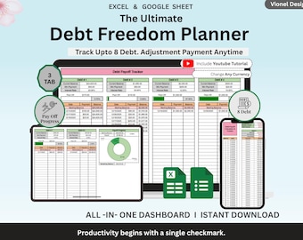 Debt Payoff Planner Spreadsheet | Debt Snowball l Avalanche Tracker | Loan & Credit Card Payoff Calculator | Google Sheets Budget Template