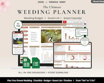 All-in-One Wedding Planner Google Sheets | Wedding Checklist, Budget Spreadsheet, Guest Tracker, Seating Plan & Vendors, marriage planner