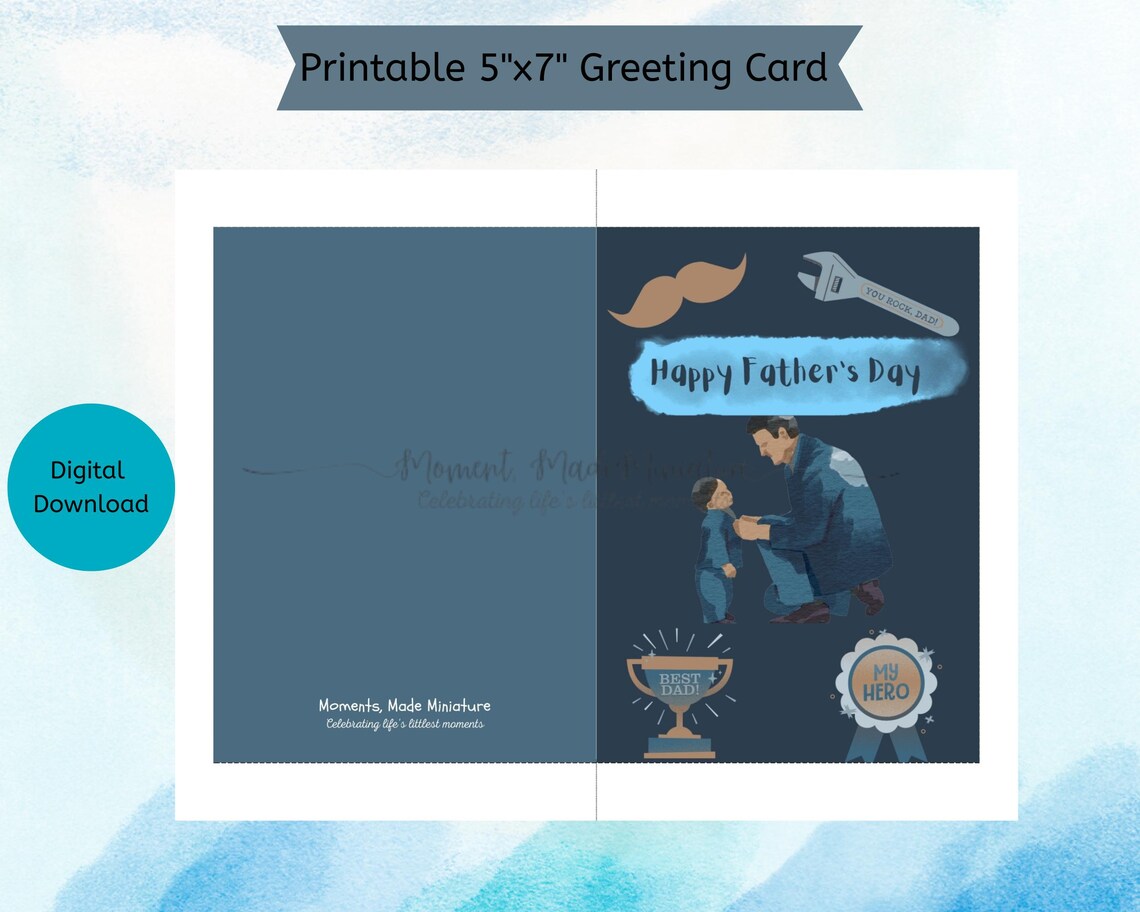 Printable Father's Day Card, Greeting Cards for Dad, Digital ...