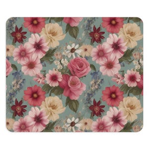 Pink Floral Mouse Pad | Office Decor Gift for Flower Lovers, Computer Accessory, Desk Decor, Stylish Office Supplies, Cute Mousepad