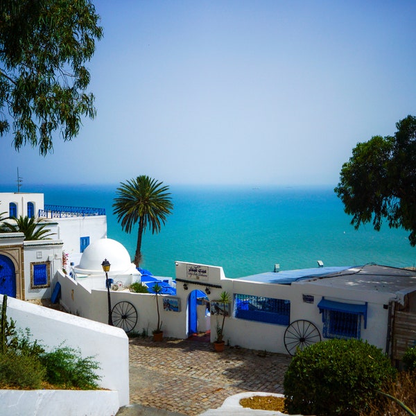 Blue Ocean Water, in Tunis, Tunisia - Photograph for Canvas print