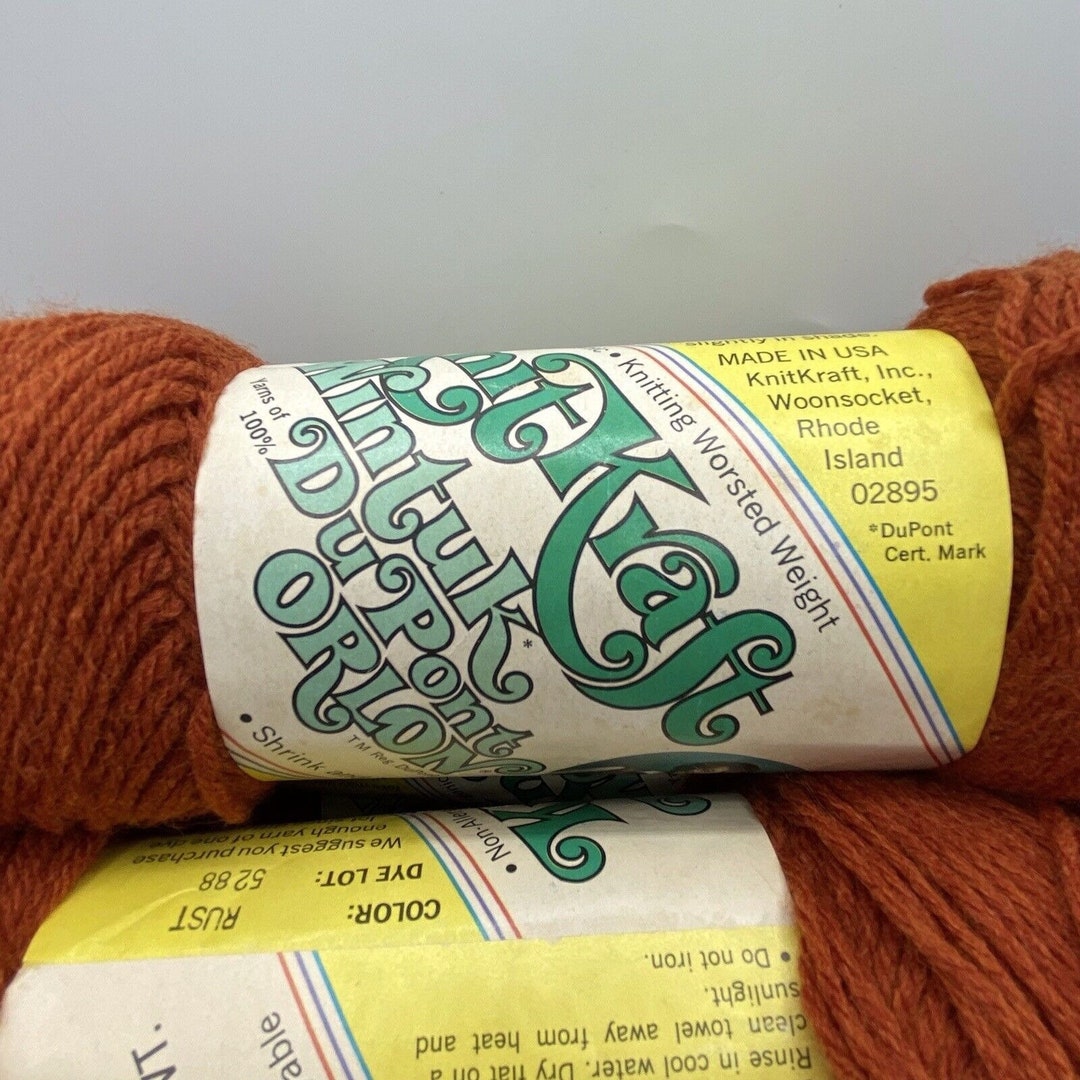 Vintage Yarn Knit Kraft Wintuk Dupont Orlon Orange Rust 5 Etsy