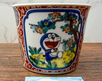 Doraemon Kutani Ware Soba choco Noodle Dipping Cup Coffee Tea Beer Cup Shoza Made in Japan