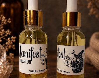 Manifest Ritual Oil | Manifestation & Intention Setting Oil | Handmade Witchcraft Altar Oil | Goal Setting Gift