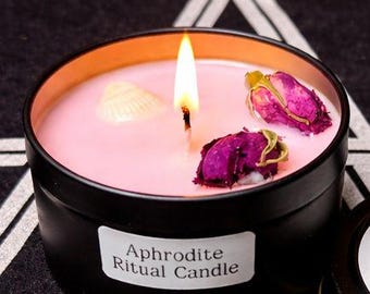 Aphrodite Intention Candle | Handmade Love, Beauty & Self-Worth Ritual Candle | Goddess Devotional Spell Candle