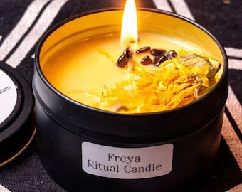 Freya Goddess Intention Candle | Handmade Love, Strength & Sovereignty Ritual Candle | Norse Goddess Devotional