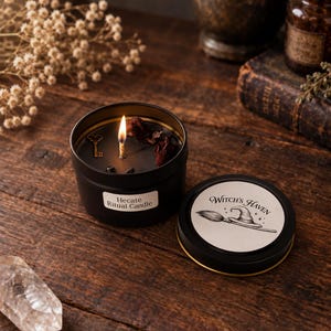 Hecate Goddess Intention Candle | Handmade Protection, Guidance & Threshold Ritual Candle | Crossroads Devotional