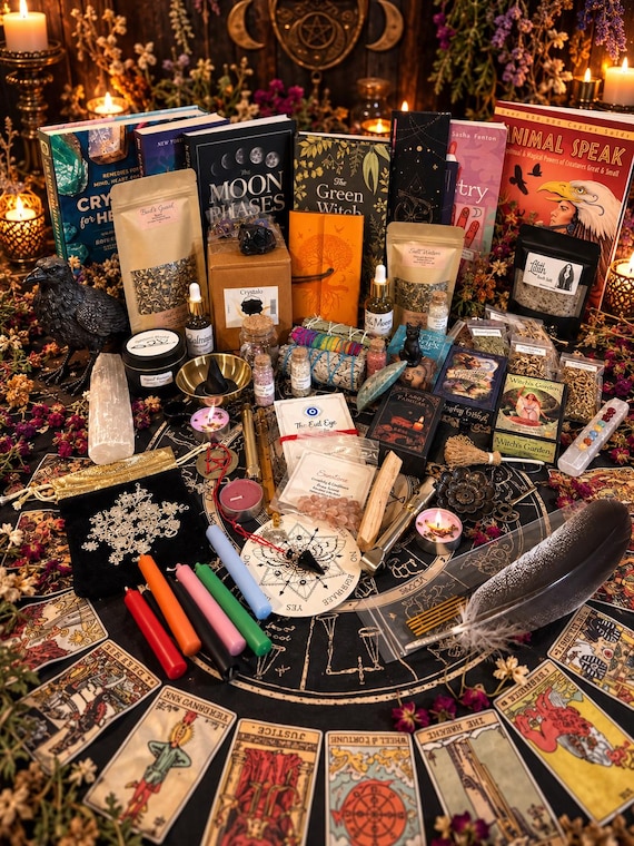 Witchy Mystery Box Ritual Kit Herbs Candles Crystals Spiritual Box Intuitively Chosen Pagan Gift Witchcraft Supplies