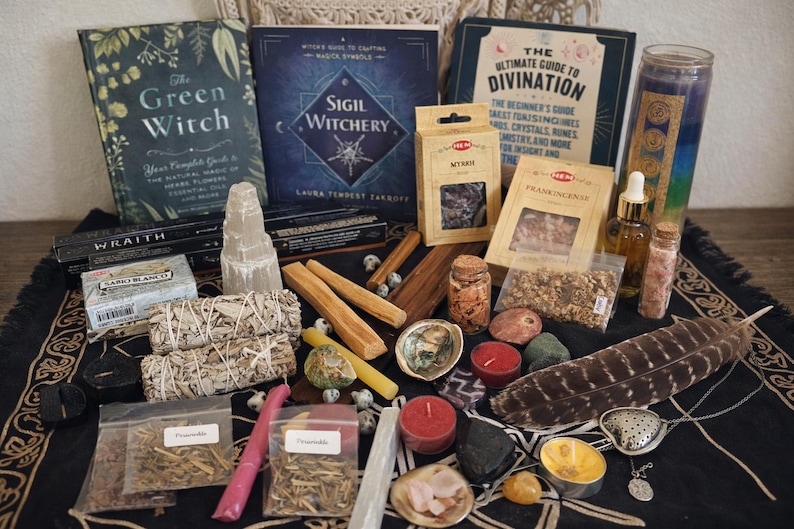 Witchy Mystery Box Ritual Kit Herbs Candles Crystals Spiritual Box Intuitively Chosen Pagan Gift Witchcraft Supplies image 1