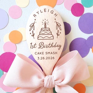Personalized Wooden Spoon: 1st Birthday Cake Smash Photo Prop