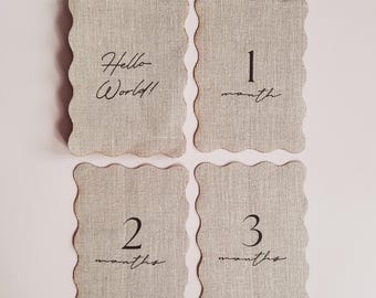 Personalized Linen Baby Milestone Cards: Newborn Photo Prop