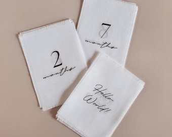 Personalized Linen Baby Milestone Cards: Newborn Photo Prop, New Mom Gift
