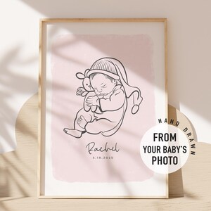 Personalized Baby Portrait: Hand-Drawn Nursery Art (Digital Print