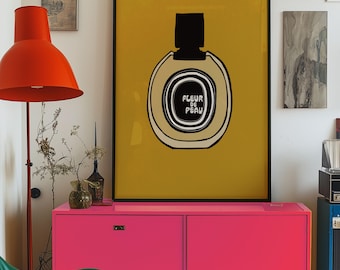 Impresión de botella de perfume Fleur de Peau – Ilustración minimalista (descarga digital)